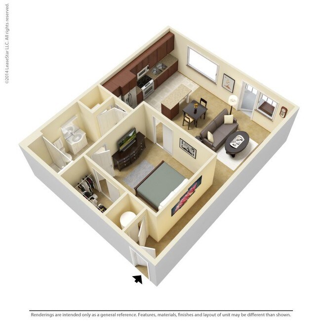 1 Bed • 1 Bath 2160 floor plan